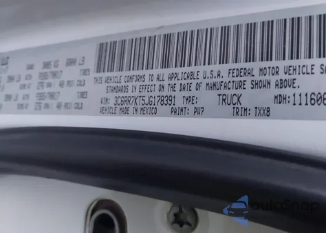 2018 Ram 1500 Tradesman 4X4 5'7 Box z USA, uszkodzony, nr VIN 3C6RR7KT5JG178391